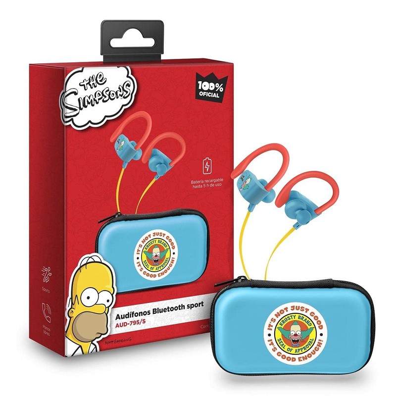 STEREN Audífonos Bluetooth Sport Free con Cable Plano The Simpsons™-Krusty