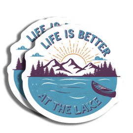 2-Pack Life is Better at The Lake Stickers - Outdoor Adventure Stickers - Nature Scene Decals - 5-Inch - PLDFS06951