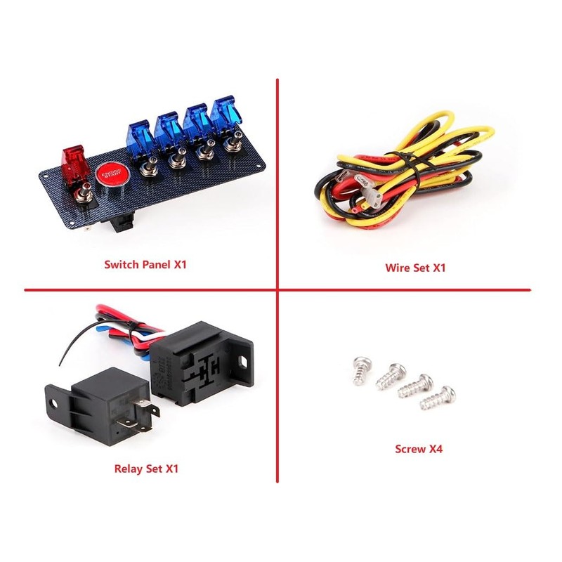 DC12V Flip-Up Ignition Switch Panel 5 in 1 Car Engine