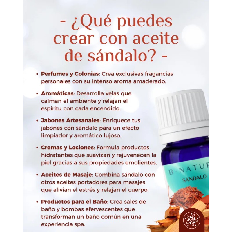 Aceite Esencial De Sandalo 30 Ml, 100% Puro Y Natural