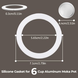 Mogrecha Moka Pot 2 Pcs Filter with 3 Pcs Silicone Gasket Seals for 6 Cup