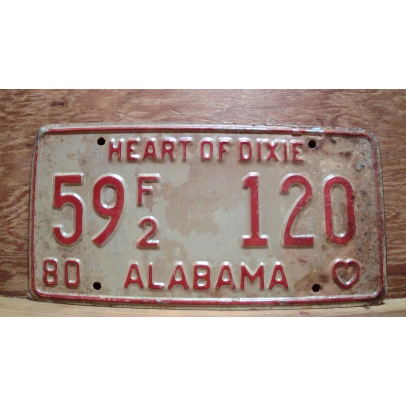 Vintage 1980 ALABAMA License Plate Antique Car Tag