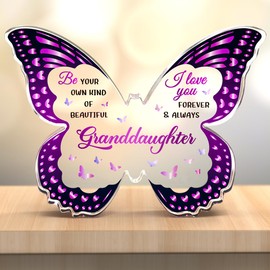 GLEEVERA Granddaughter Gifts from Grandma Nana, Gifts for Granddaughter Graduation - Butterfly-shaped Acrylic Plaque - Granddaughter Gifts Ideas for Birthdays Christmas Valentines
