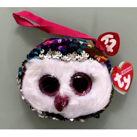TY Beanie Babies Boos Flippables Sequin Wristlet 4.5" - Owen the Owl