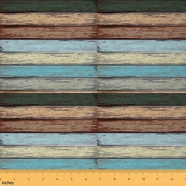 Feelyou Wood Grain Fabric by The Yard, Farmhouse Board Upholstery Fabric, Retro Rustic Reupholstery Fabric for Chairs, Outdoor Fabric, 1 Yard, Blue Brown
