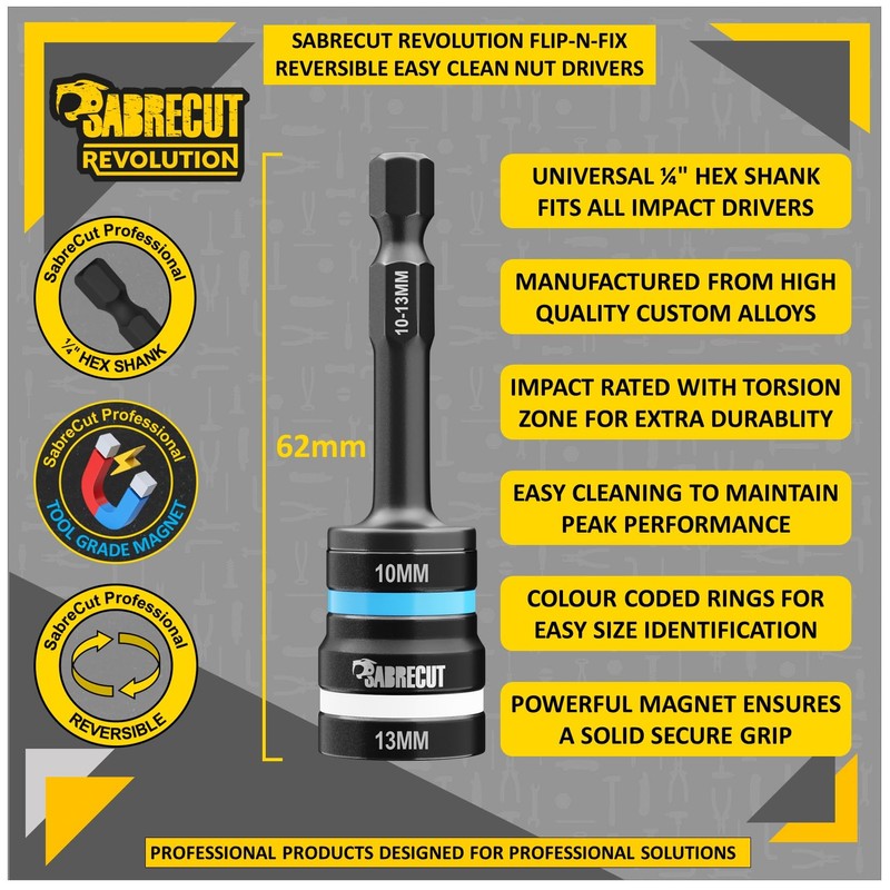 1 x SabreCut SCDIN10-13 Dual Size 10mm and 13mm Magnetic