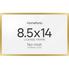 Homeforia 8.5x14 Marriage License Frame Gold, High End Metal 8.5 x 14 Marriage Certificate Frames, 8.5by14 Picture Frame for Wall & Tabletop, 8.5 by 14 Photo Frames, Tempered Glass, Wall Kit, Set of 1