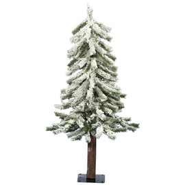 Vickerman 3' x 22" Flocked Alpine Artificial Christmas Tree, Unlit - Snow Covered Faux Tree - Seasonal Indoor Home Decor - Real Wood Trunk