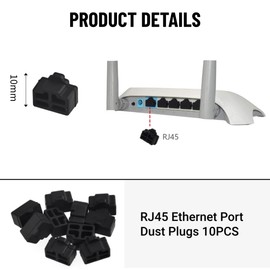 FirSea 10Pcs Ethernet Dust Cover, RJ45 Anti-Dust Silicone Plugs Protector Stopper Cap for Female Port Protector/Blocker, Port Protector for Switch, Router, Media Converters