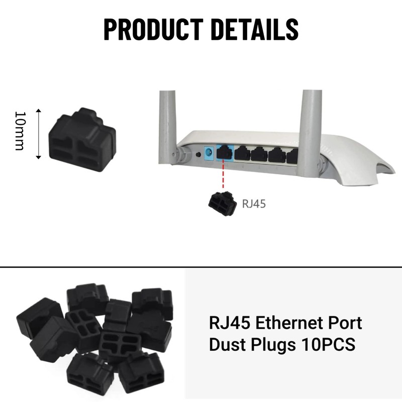 FirSea 10Pcs Ethernet Dust Cover, RJ45 Anti-Dust Silicone Plugs Protector