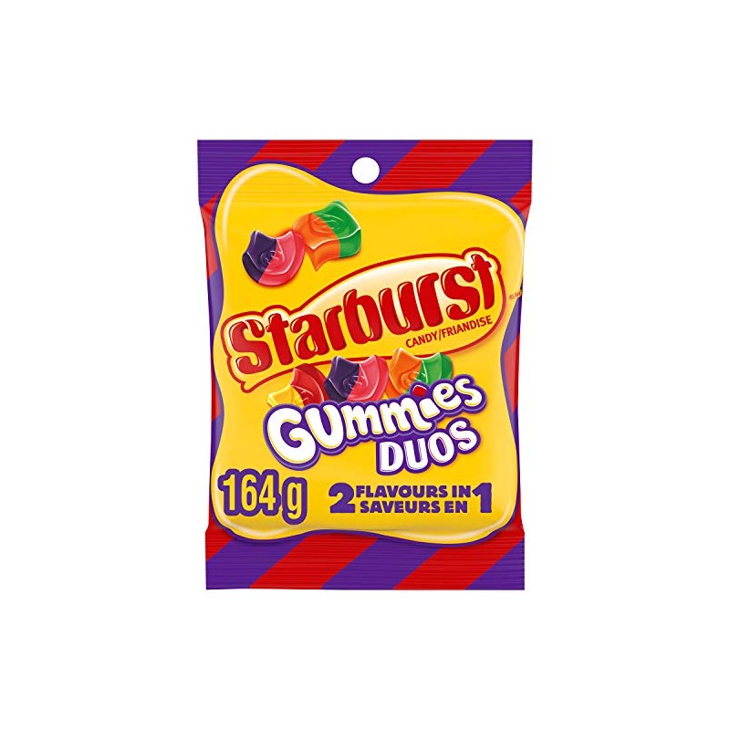 Starburst Duos Gummies Candies, Fruit Flavoured, Bag,164g/5.8oz, (Imported from Canada)