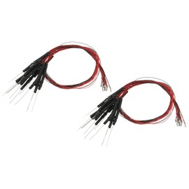 PATIKIL 0805 Pre-Wired Micro LED, 24 Pcs 9-12V Pre-soldered Mini Light Emitting Diodes Surface Mount Device for Model, DIY, 9.8" Length, Orange