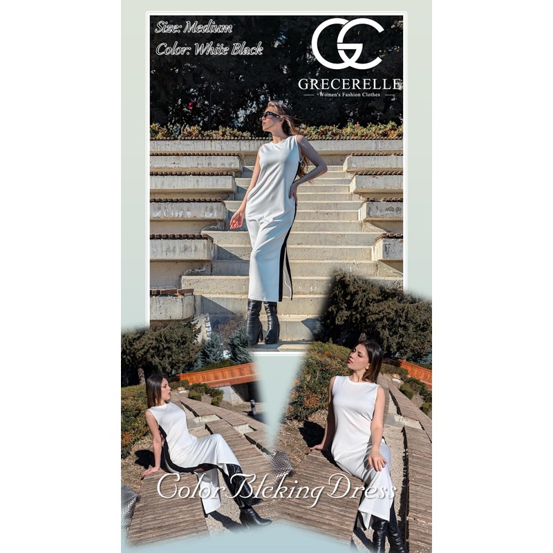 GRECERELLE Womens Summer Round Neck Loose Split Casual Long Maxi