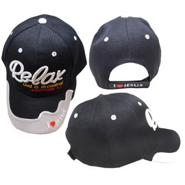 Trade Winds NEW RELAX GOD IS IN CONTROL PROVERBS 3:5 JESUS CHRISTIAN BLACK CAP HAT