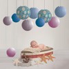 METHEDEECO Round Paper Lanterns Beach Ocean Blue Theme Marine Shell