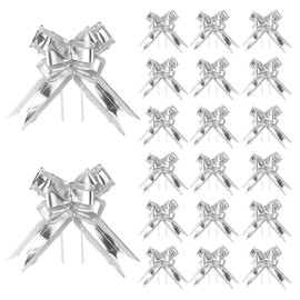 SZCXDKJ 20 Pack Silver Pull Bows Gift Wrapping Bows Large Organza Present Pull Bow for Present Wedding Car Gift Baskets Christmas Wedding Party Decoration