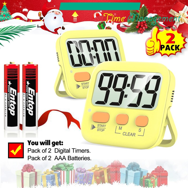 Antonki 2 Pack Digital Timer for Kids, Magnetic Countdown Kitchen