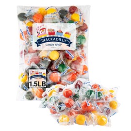 Jawbreakers Candy Balls - 1.5Lbs Assorted Fruit Flavored Hard Candy - About 160 Wrapped Jaw Breakers Per Bag - Freshly Packed By Snackadilly