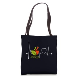 Ayurveda My Heartbeat EKG Funny Ayurvedic Homeopathy Yoga Tote Bag