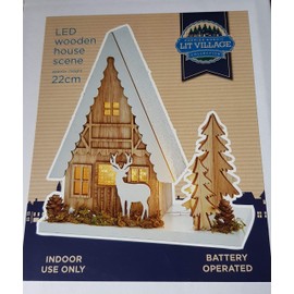 Premier LED Wooden House Scene 22cm Nordic Christmas Village
