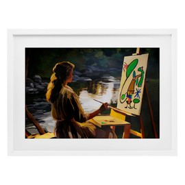 Stupell Industries Abstract Landscape Painter's Easel White Framed Print Under Glass design by Keith Thomson, 14 x 20