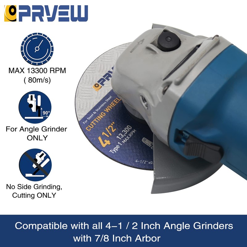 PRVEW 60-Pack Cut Off Wheels 4 1/2 Inch,4.5"x0.04"x7/8" Angle Grinder