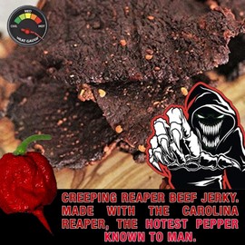 “Creeping Ghost” Carolina Reaper Jerky Beef Three - 3oz Bags The Reaper is the HOTTEST Pepper in the world! Sweet with Heat!