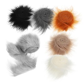 SHINEOFI 6 Rolls Faux Fur Fabric: 1.5m Faux Fur Ribbon Trim - Furry Patch Ribbon - Fluffy DIY Craft Patch for Beard Hair Cosplay Costume Decoration