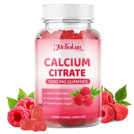 Calcium Citrate Gummies 1200mg Chewable Calcium Supplements for Women & Men, Sugar Free Calcium for Bone, Muscle & Immune Support, Non-GMO, Gluten Free, Natural Raspberry Flavor 60 Count