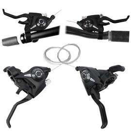 1 Pair Bicycle Gear Shift,Bike Shift Lever,Bike Speed Shifter,Bicycle Brake Levers Shifter,Bicycle Shifter Set,3x7Speed Shifter,21Speed Shifter with Gear Shift Cable,for City Bike,Road Bike