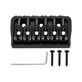 eMagTech 6 String Guitar Fixed Bridge Metal Replacement Part for Electric Guitar Guitar Saddle Bridge Set for 6 String Strat Tele Style Electric Guitar Black