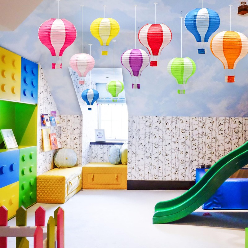 Hanging Hot Air Balloon Paper Lanterns Set, Party Decoration Birthday