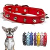 Red Spiked Dog Collar For Medium Dogs PU Leather Rivet