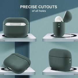 Teyomi TPU Case Compatible with AirPods 3, with Cleaning Kit, Protective Case Compatible with Airpods 3nd Generation with Hand Strap, Leather Touch Design for Airpods 3 Cover Dark Green)