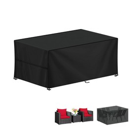 LAMUNI Garden Furniture Cover, Waterproof Outdoor Table Cover, Winterproof Tarpaulin, Garden Furniture, 420D Oxford Table Cover, Protective Cover for Garden Table Seating Set, Rectangular, 150 x 90 x