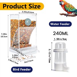 MEISO Automatic Bird Parrot Feeder Leakproof Splashproof with Water Dispenser