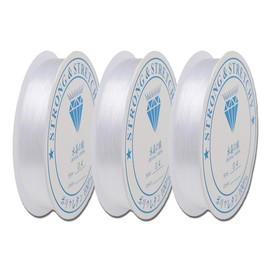 RDNKVB 3 Spool (35 m Roll) Elastic Jewellery Thread, Elastic Band for Bracelets, Bead Jewellery Bracelets Crafts (0.4 mm, Transparent Pearl Thread, Invisible Nylon Cord)