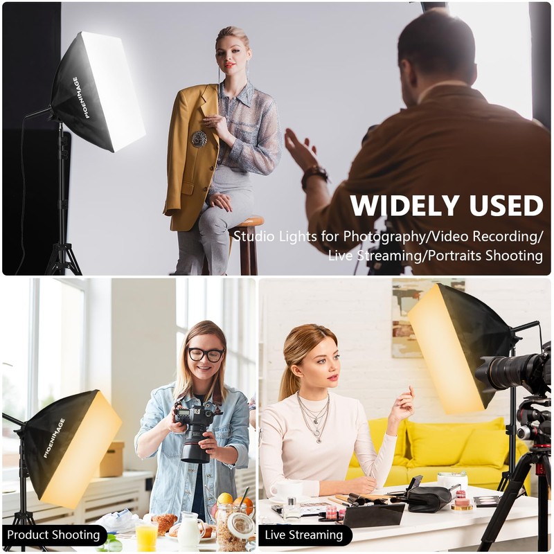 PIOENIMAGE Softbox Lighting Kit, Soft Box Photography Lighting Set with