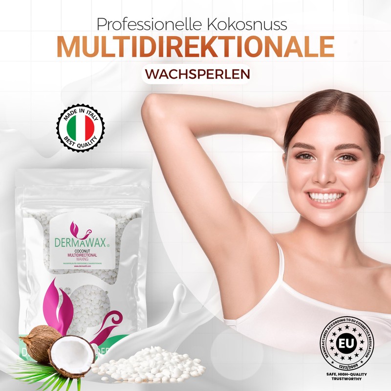 Dermawax 400g Coconut Wax Beads - Hypoallergenic Multidirectional Hot Wax