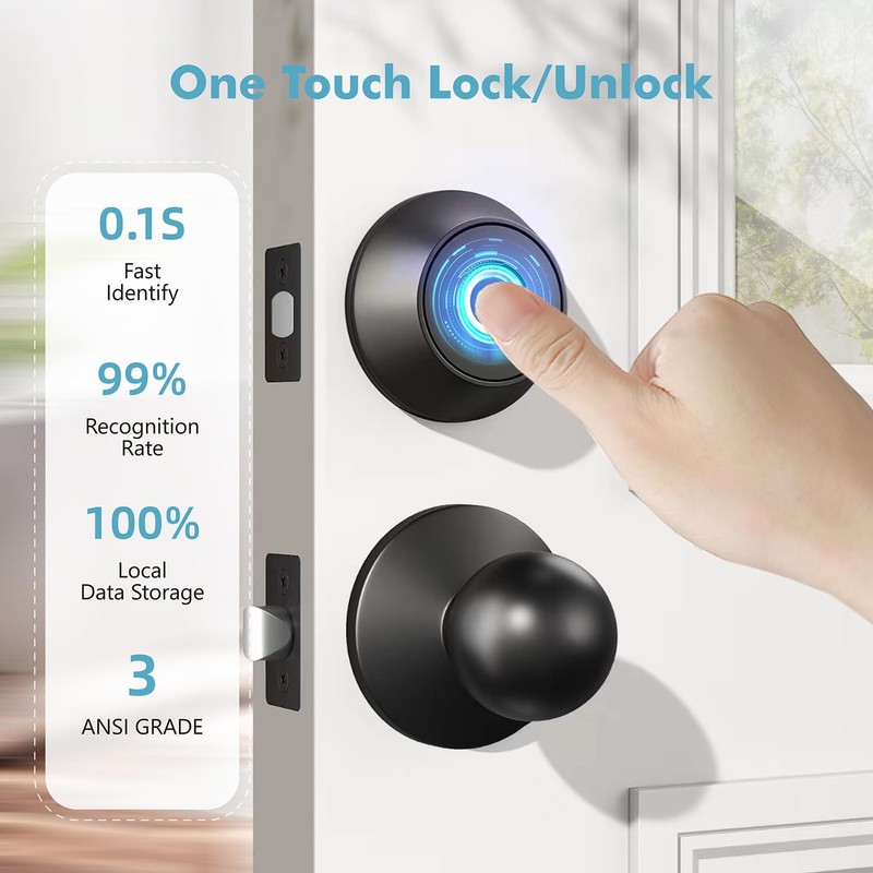 Fingerprint Keyless Entry Door Lock,Smart Deadbolt Locks with App Countrol,Biometric