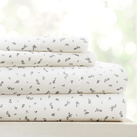 Linen Market 4 Piece Queen Bedding Sheet Set (Light Gray Leaves) - Sleep Better Than Ever with These Ultra-Soft & Cooling Bed Sheets for Your Queen Size Bed - Deep Pocket Fits 16" Mattress