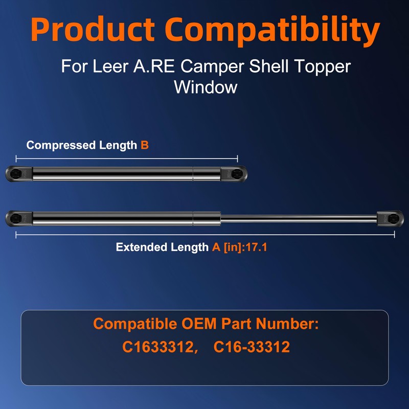 Euplokeer Qty (2) C16-33312 17in Gas Shock Strut for Leer