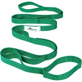 Stretching Strap Yoga Straps for Physical Therapy, 10 Loops Non-Elastic Stretch Band for Pilates, Flexibility, Exercise and Gymnastics - Color: Green