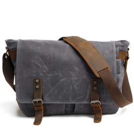Waterproof Vintage-Style Canvas Messenger Bag - Durable & Stylish for Everyday Use dark gray