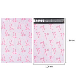 RUSPEPA 100 Pcs Pink Bow Poly Mailer, Coquette Bowknot Waterproof Shipping Mailers, Heavy Duty Self Adhesive Shipping Bags for Large Mailing Envelopes Bulk Tear Resistant Packaging, 10 x 13 Inches