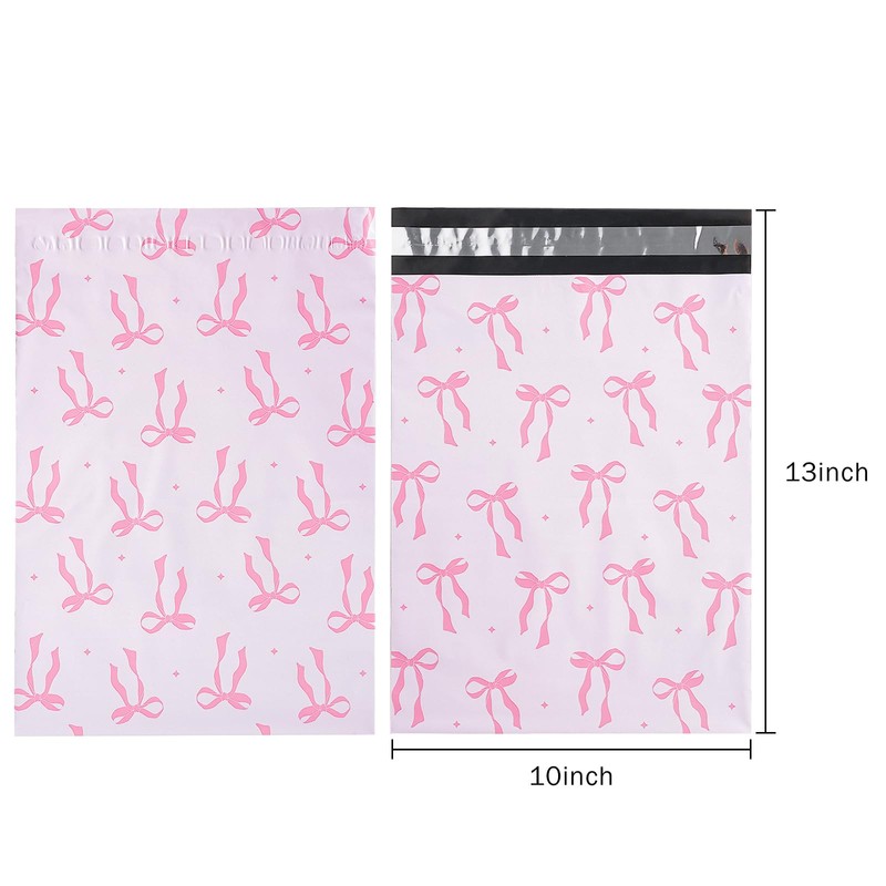 RUSPEPA 100 Pcs Pink Bow Poly Mailer, Coquette Bowknot Waterproof