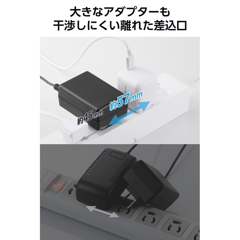 Elecom ECT-3920WH Power Tap, USB Tap, 30 W, 3 Ports,