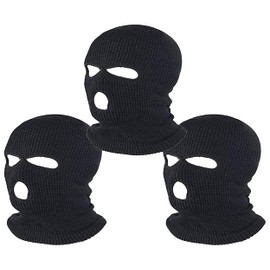 CRAZY LIZARD Balaclava with 3 Holes, Knitted Full Face Coverage, Ski Mask, Winter Mask, Knitted Men's Balaclava, Warm Hat for Karting, Hiking and Outdoor Sports, black