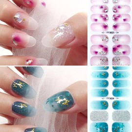 COLORBIRD Nail Seal, Sparkling Swallowtail, Spring/Summer, Just Stick on Manicure, Crystal, Cute, Butterfly, Flower, Sheer, Foil, Pearl Parts (FF3023 FF3024)