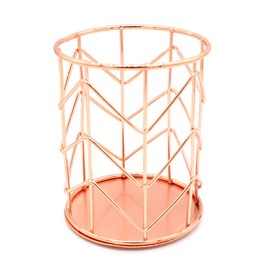 Hillento Pencil Holder, Metal Pen Pencil Holder, Rose Gold Pencil Holder, Desk Stationery Organizer for Home, School, Office Desk Supplies, Makeup Brush Organizer, Rose Gold